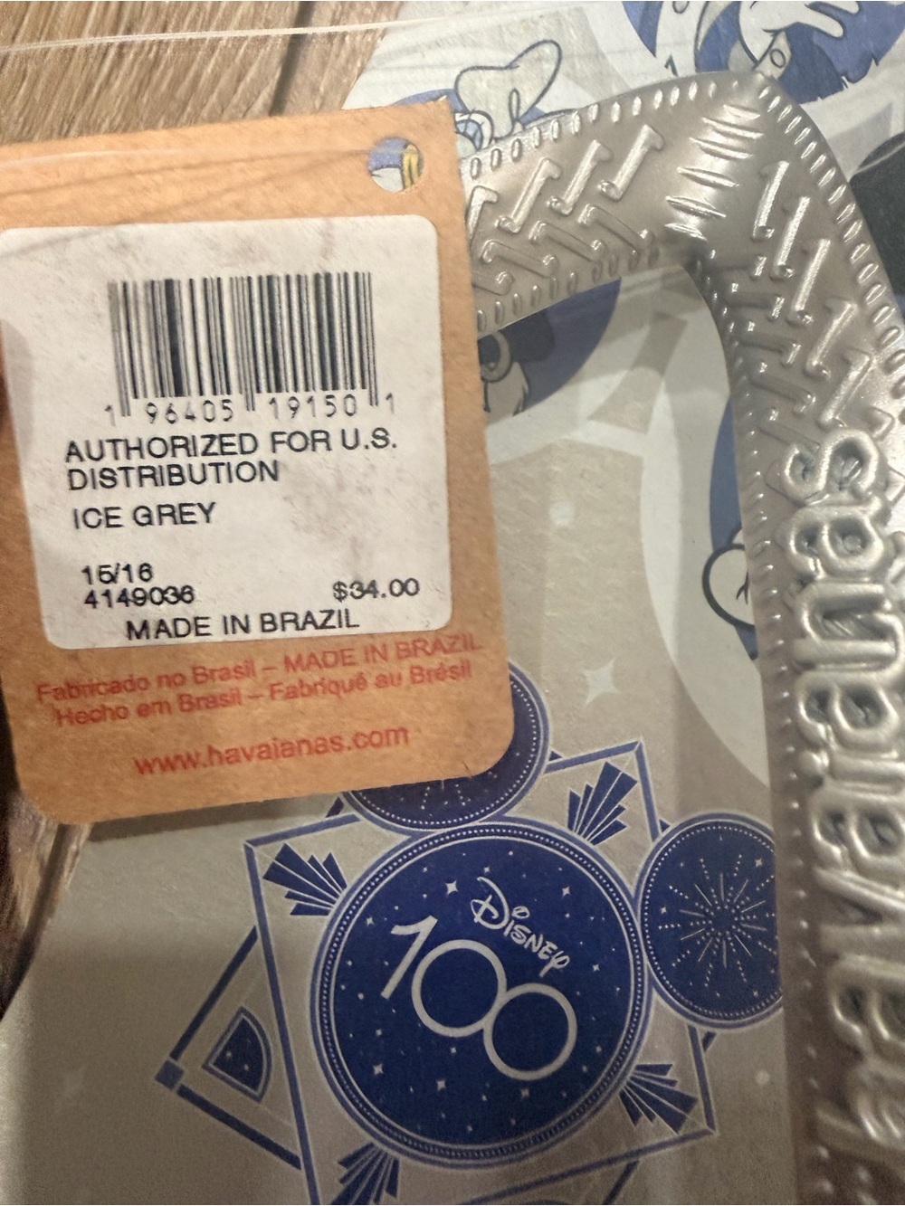 Havaianas Kids Silver & Blue Mickey Mouse 100th Anniversary Flip Flops - Picture 2 of 4